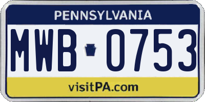 PA license plate MWB0753