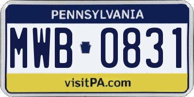 PA license plate MWB0831