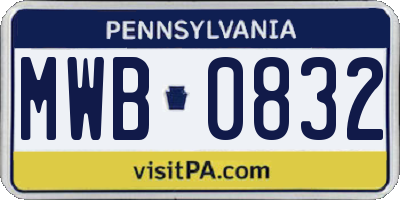 PA license plate MWB0832