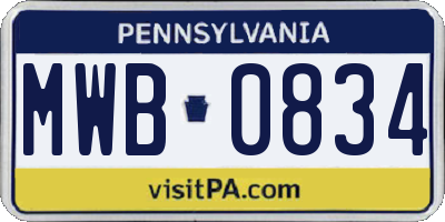 PA license plate MWB0834