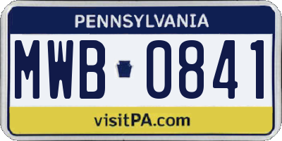 PA license plate MWB0841