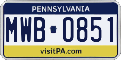 PA license plate MWB0851