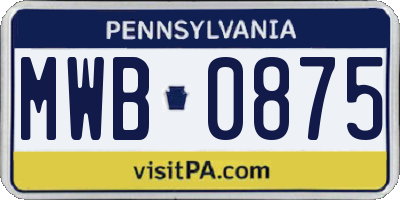 PA license plate MWB0875