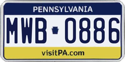PA license plate MWB0886