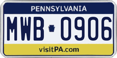 PA license plate MWB0906