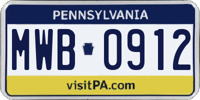 PA license plate MWB0912
