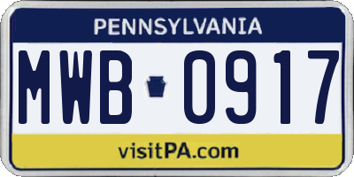 PA license plate MWB0917