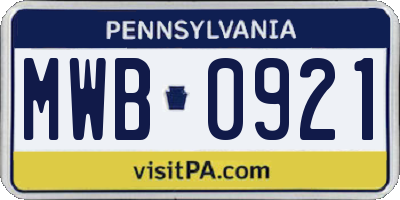 PA license plate MWB0921
