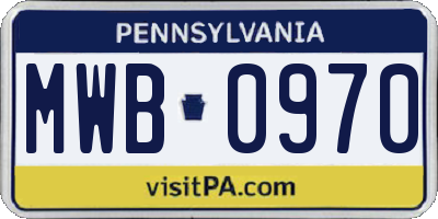 PA license plate MWB0970