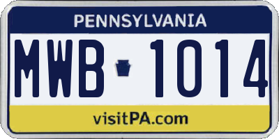 PA license plate MWB1014