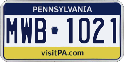 PA license plate MWB1021