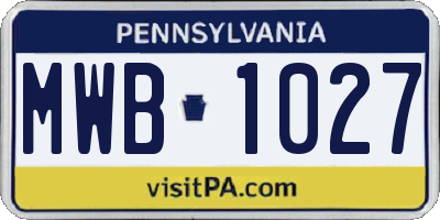 PA license plate MWB1027