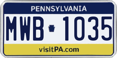 PA license plate MWB1035