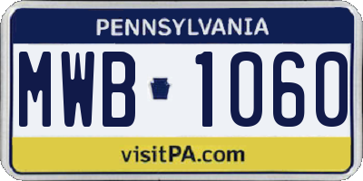 PA license plate MWB1060