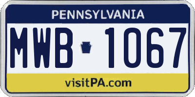 PA license plate MWB1067