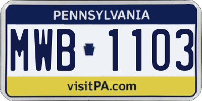 PA license plate MWB1103