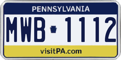 PA license plate MWB1112