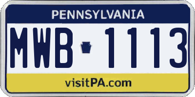 PA license plate MWB1113