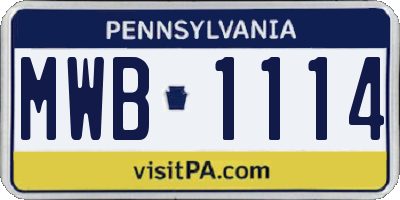 PA license plate MWB1114