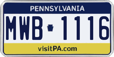 PA license plate MWB1116