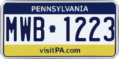 PA license plate MWB1223