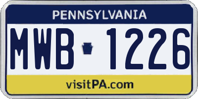 PA license plate MWB1226
