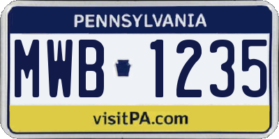 PA license plate MWB1235