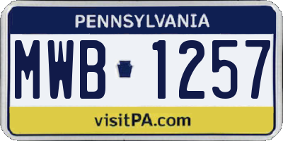 PA license plate MWB1257