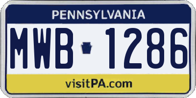 PA license plate MWB1286