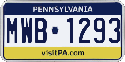 PA license plate MWB1293