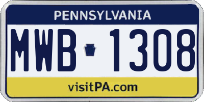 PA license plate MWB1308