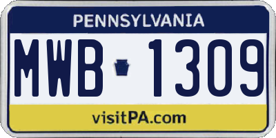 PA license plate MWB1309