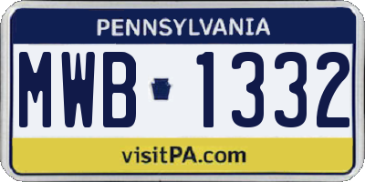 PA license plate MWB1332