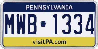 PA license plate MWB1334