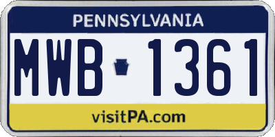 PA license plate MWB1361