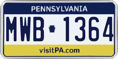 PA license plate MWB1364