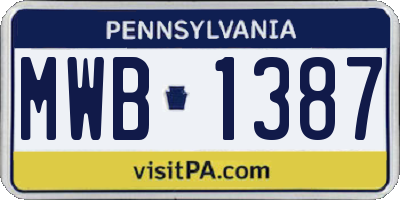 PA license plate MWB1387