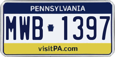 PA license plate MWB1397