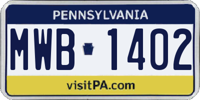 PA license plate MWB1402