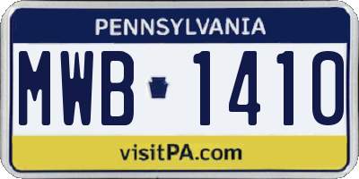 PA license plate MWB1410
