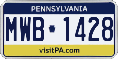 PA license plate MWB1428