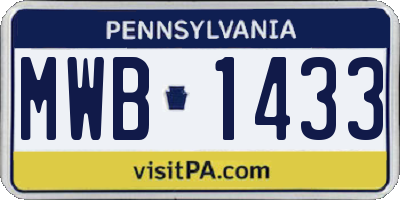 PA license plate MWB1433