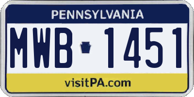 PA license plate MWB1451