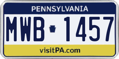 PA license plate MWB1457