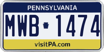 PA license plate MWB1474