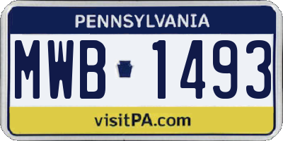 PA license plate MWB1493