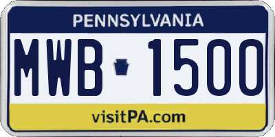 PA license plate MWB1500