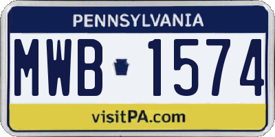 PA license plate MWB1574