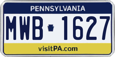 PA license plate MWB1627