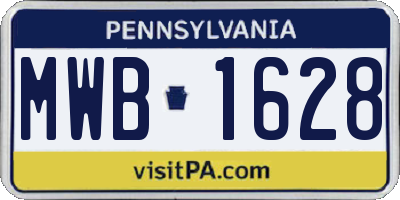 PA license plate MWB1628